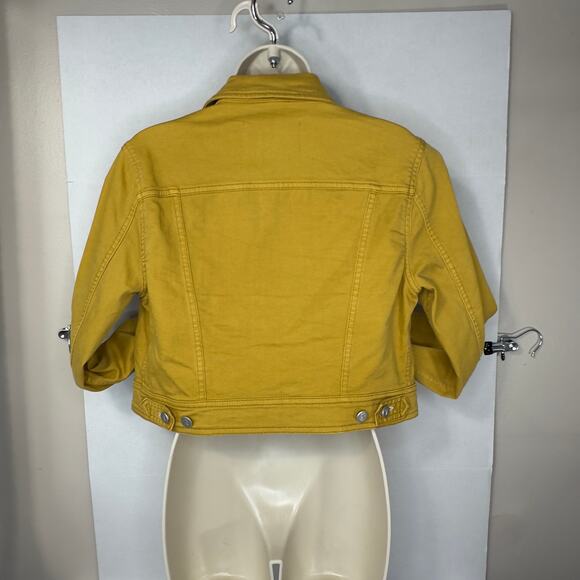 P.O.L Mustard Yellow Cropped Denim Jacket - Women’s Small - Excellent Condition - Picture 6 of 16
